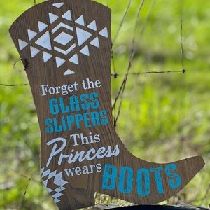 Wooden Cowgirl Boot Sign